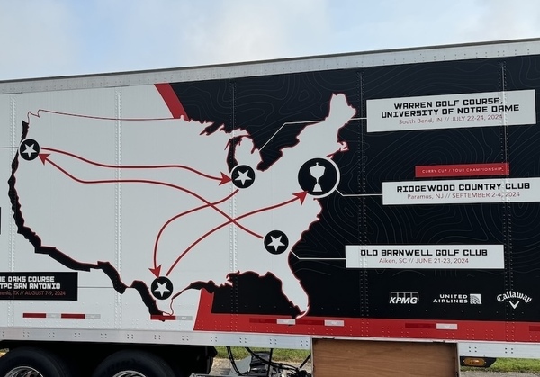 Underrated Golf truck with tour map at The Warren Golf Course