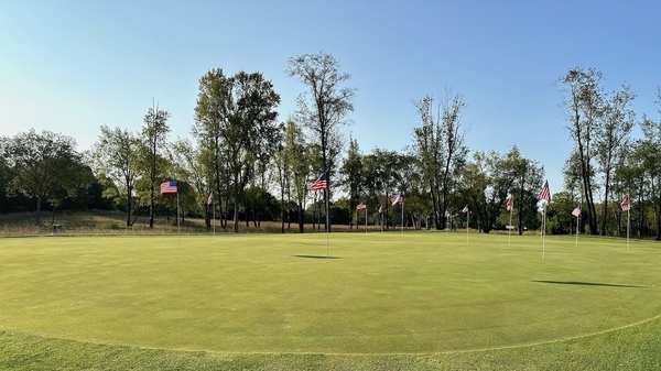 Warren Golf Course's 11th green with 13 flags for the Bone Frog Open - Irish Edition
Photo Credit: Kyle Demeter